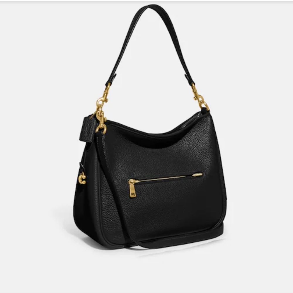 Coach Black Leather Hobo Shoulder Bag with Gold Hardware - Picture 2 of 7